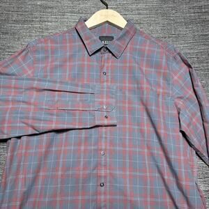 5.11 Tactical Shirt Men's Large Red Gray Plaid Long Sleeve Button Up Snap 72529